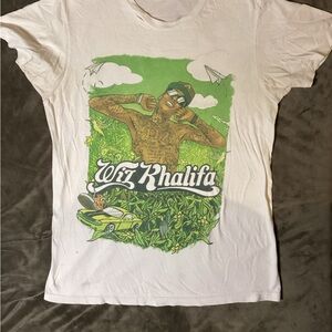 White Graphic Tee with Green Accents